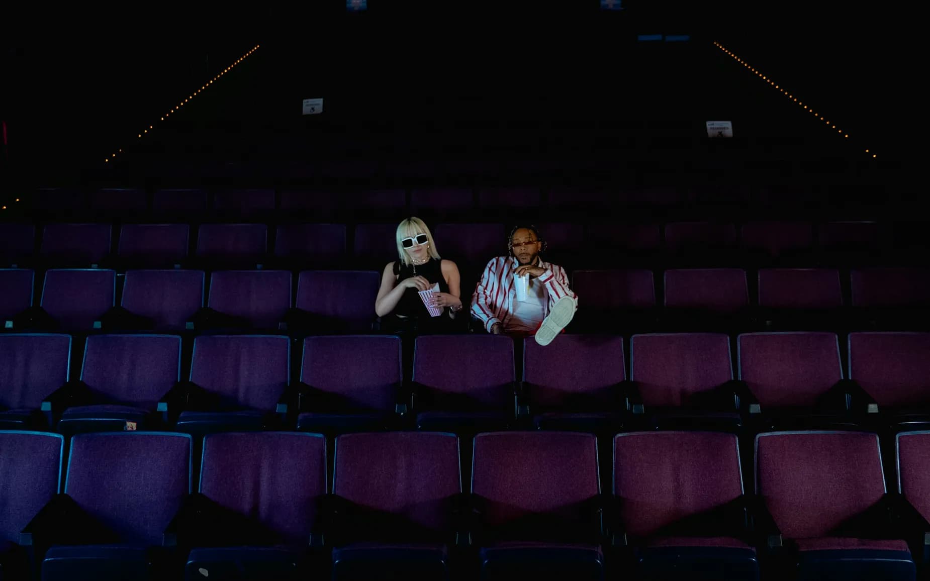 A cinema lobby running on Purple WiFi during an opening-night release