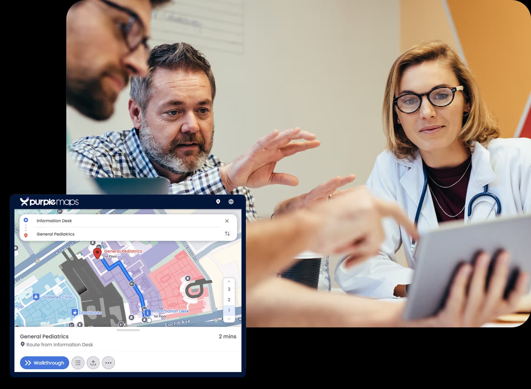 Cover image of the healthcare whitepaper showing network maps over a hospital.