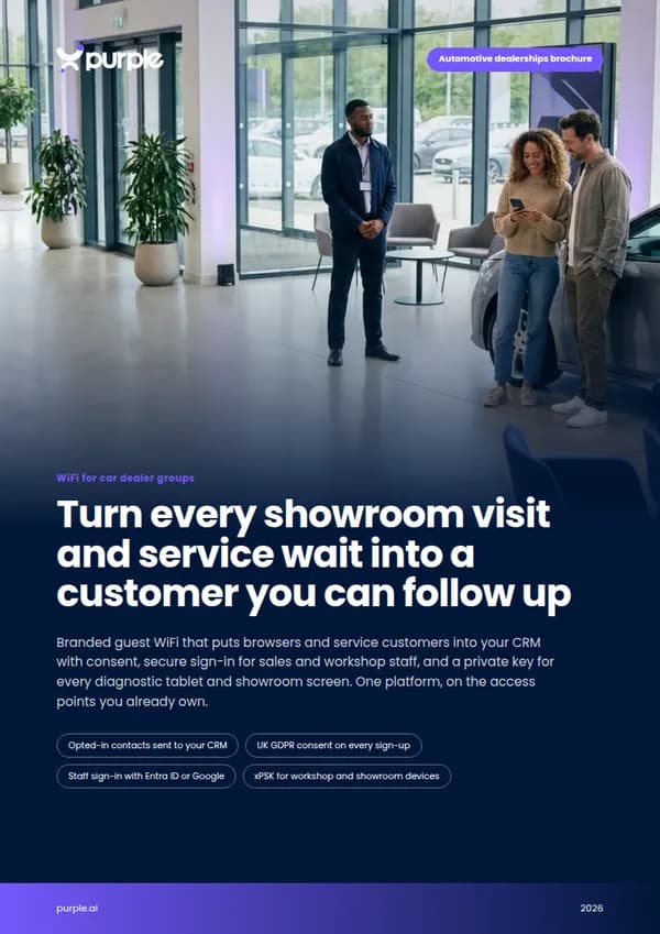 Cover of the Purple Automotive dealerships WiFi brochure