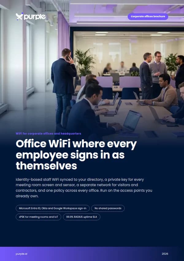 Cover of the Purple Corporate offices WiFi brochure