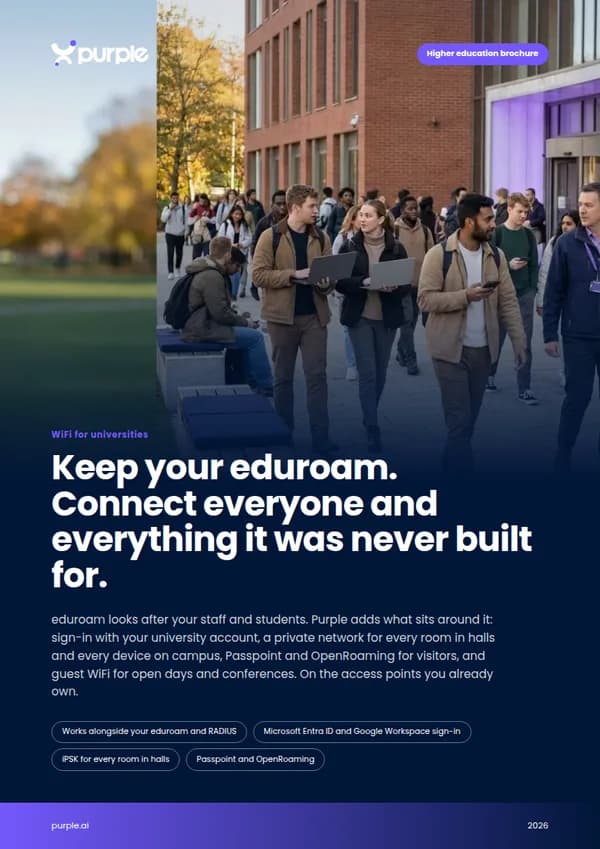 Portada del folleto de Purple Educación superior WiFi