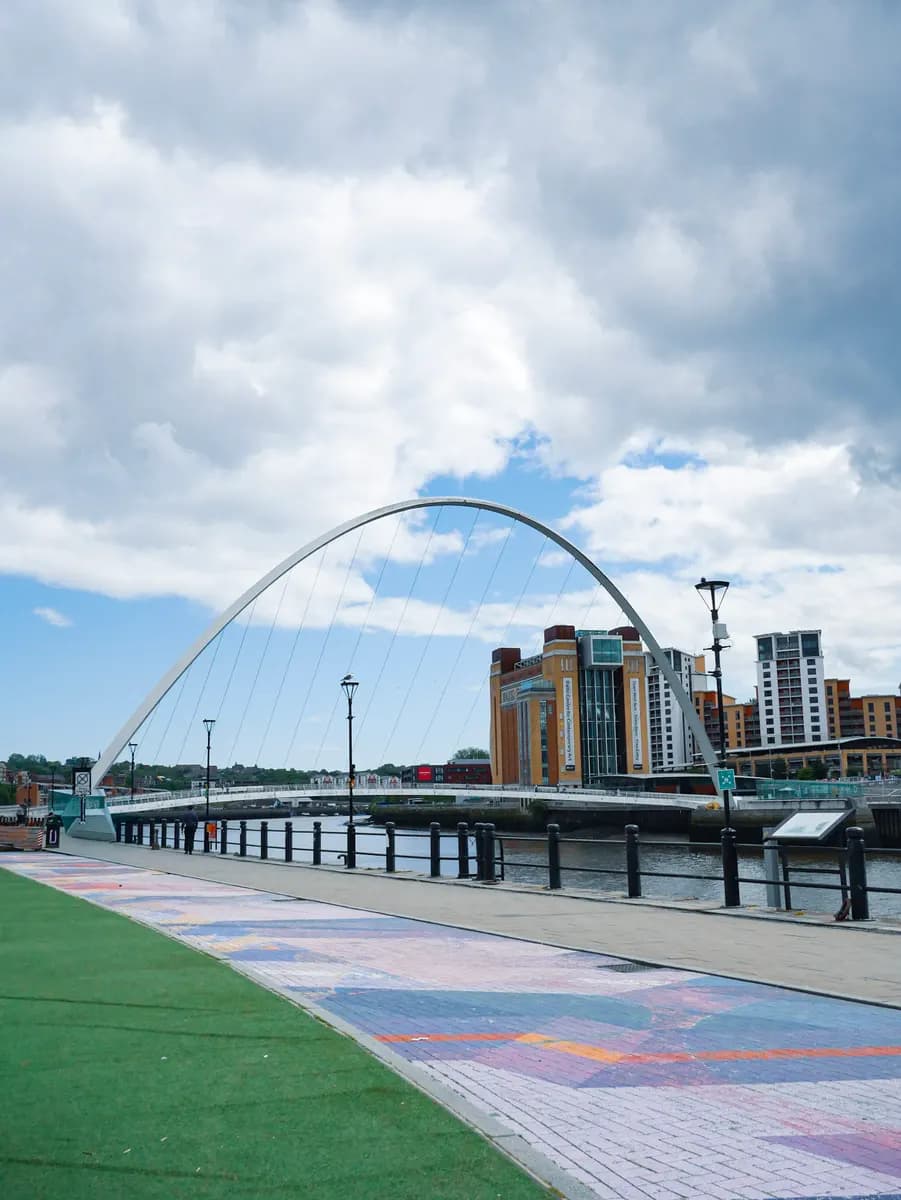 The Gateshead Millennium Bridge and Newcastle quayside