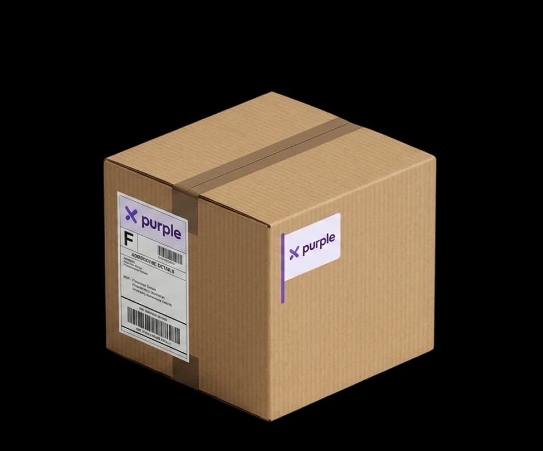 A Purple-branded delivery box