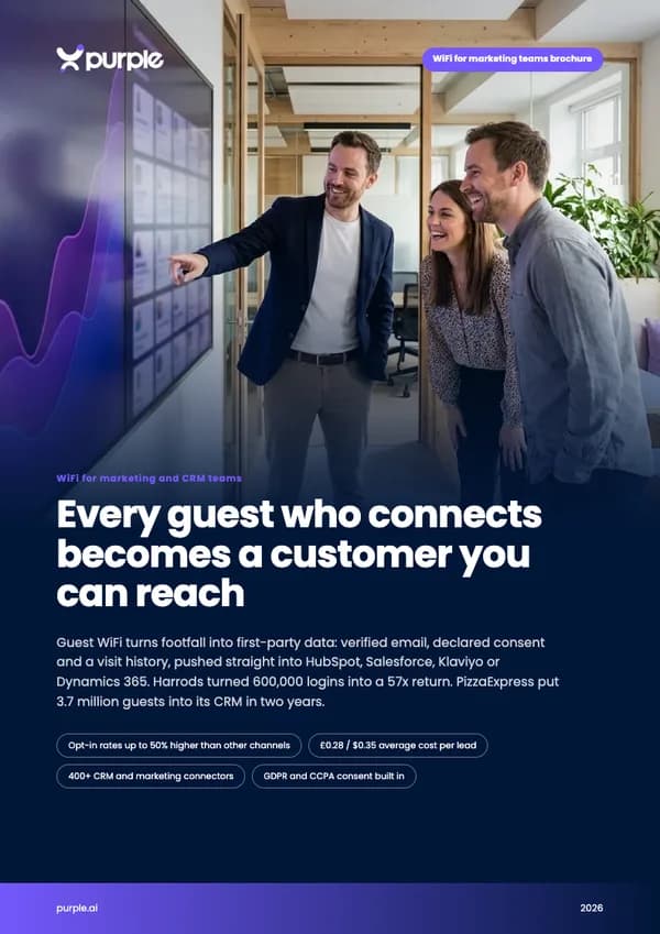Cover of the Purple WiFi for marketing teams WiFi brochure