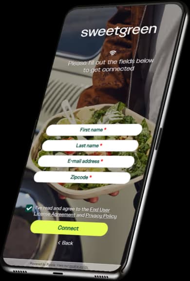A branded captive portal screen for a QSR brand