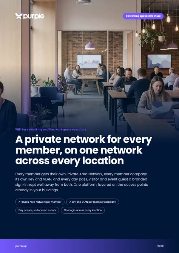 Cover der Purple Coworking-Spaces WiFi-Broschüre