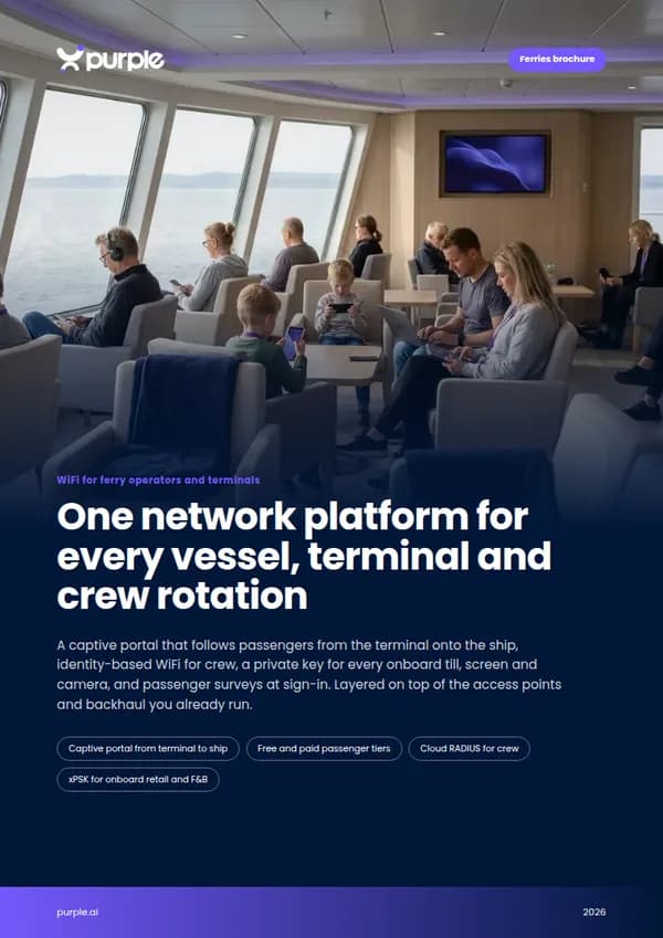Portada del folleto de Purple Ferries WiFi