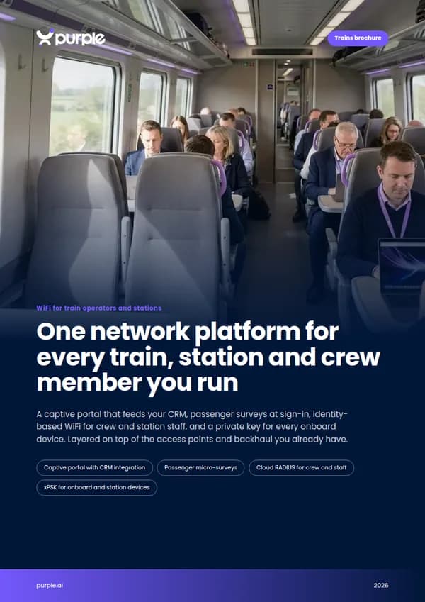 Portada del folleto de Purple Trenes WiFi