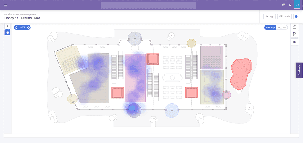 Mapa de calor de localização para compreender como os visitantes utilizam o seu espaço