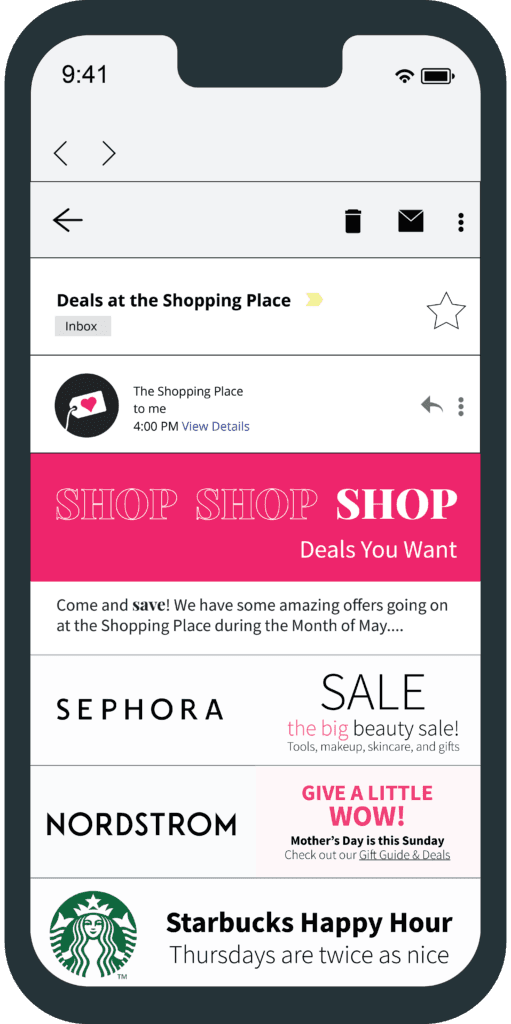 vendas por e-mail em centro comercial 1