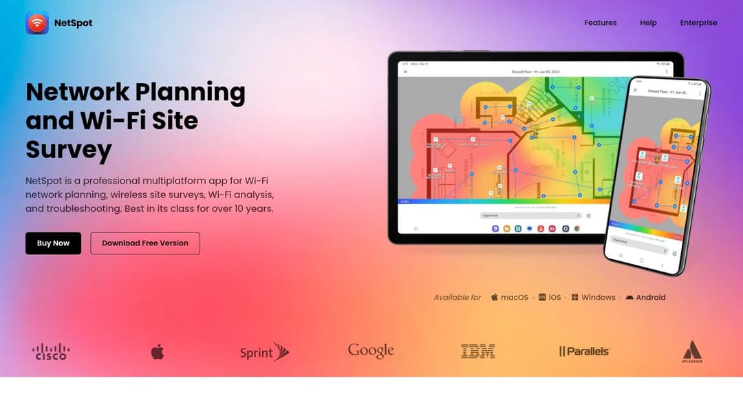 NetSpot displaying a Wi-Fi heatmap, a key function of this wifi analyser application