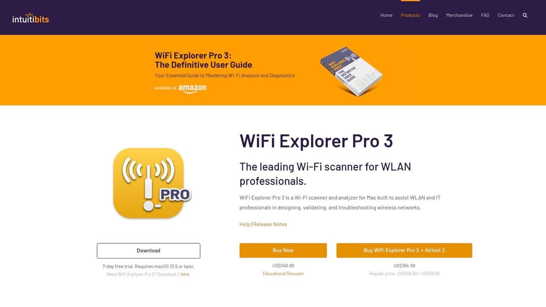 WiFi Explorer Pro displaying network data and channel information, a key feature of a professional wifi analyser application