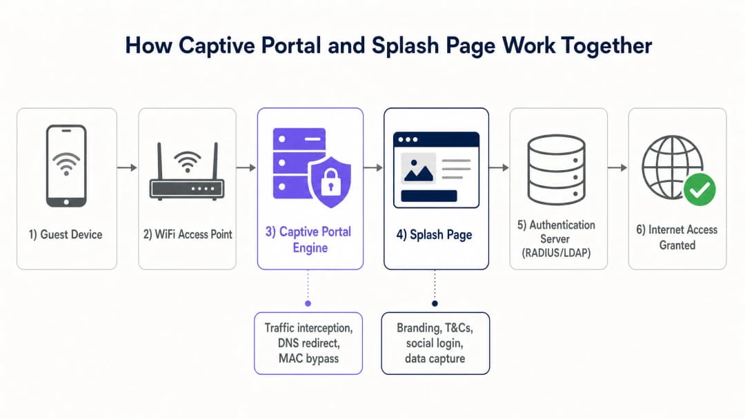 Captive Portal 與 Splash Page 的比較 - architecture overview