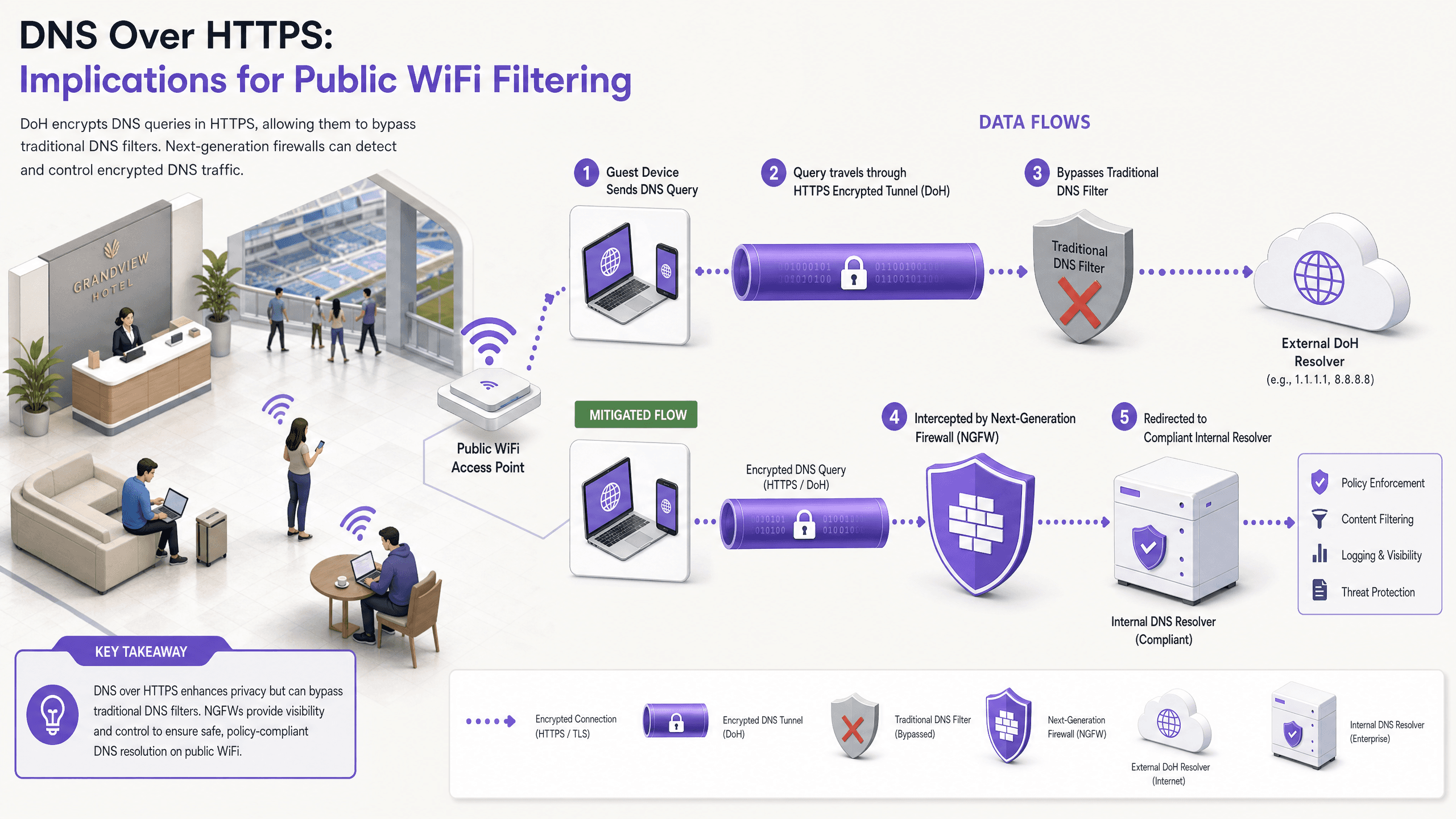 DNS over HTTPS (DoH): 对公共 WiFi 过滤的影响