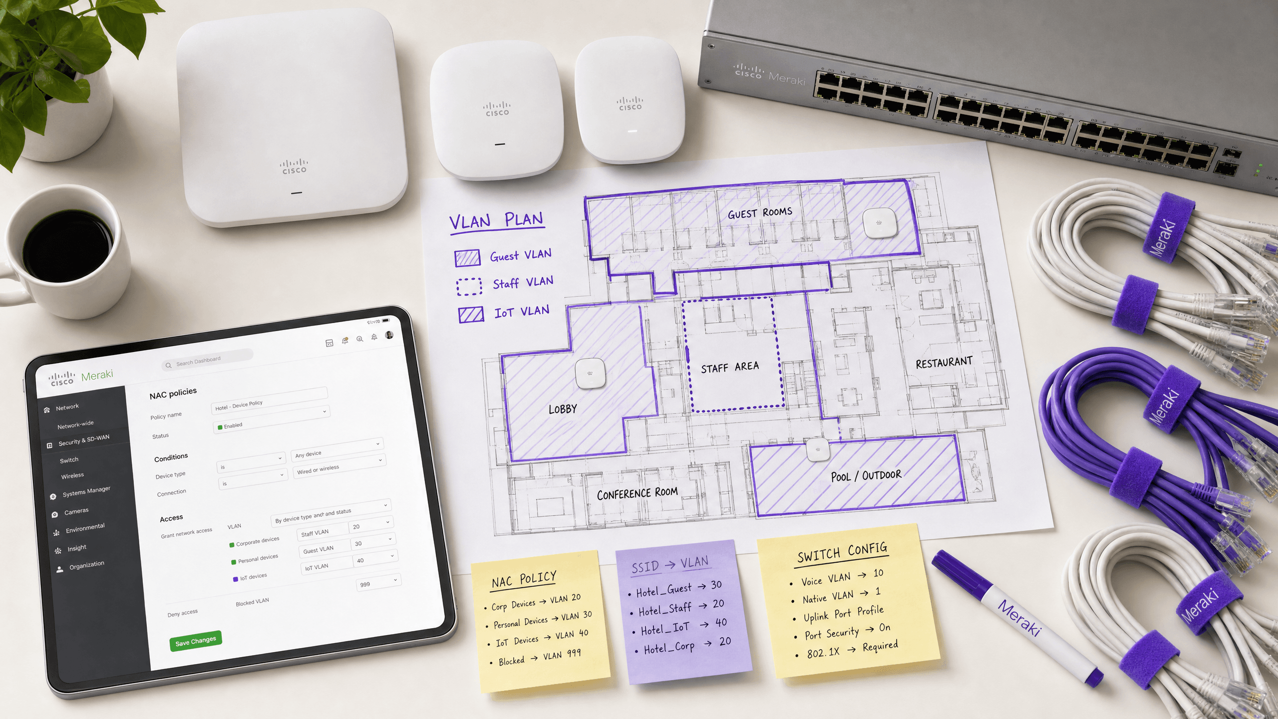 如何为 Cisco Meraki 配置 NAC 策略以实现 VLAN 导向