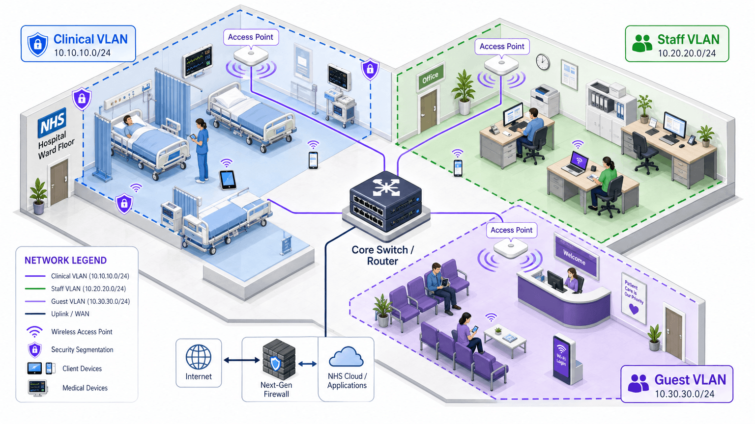 NHS Staff WiFi: Cómo implementar redes inalámbricas seguras en el sector sanitario
