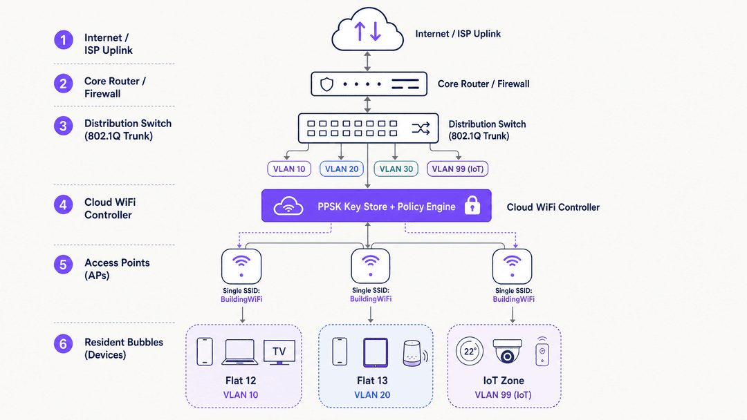 PPSK WiFi: वैशिष्ट्ये आणि डिप्लॉयमेंट मॉडेल्सची तुलना - architecture overview