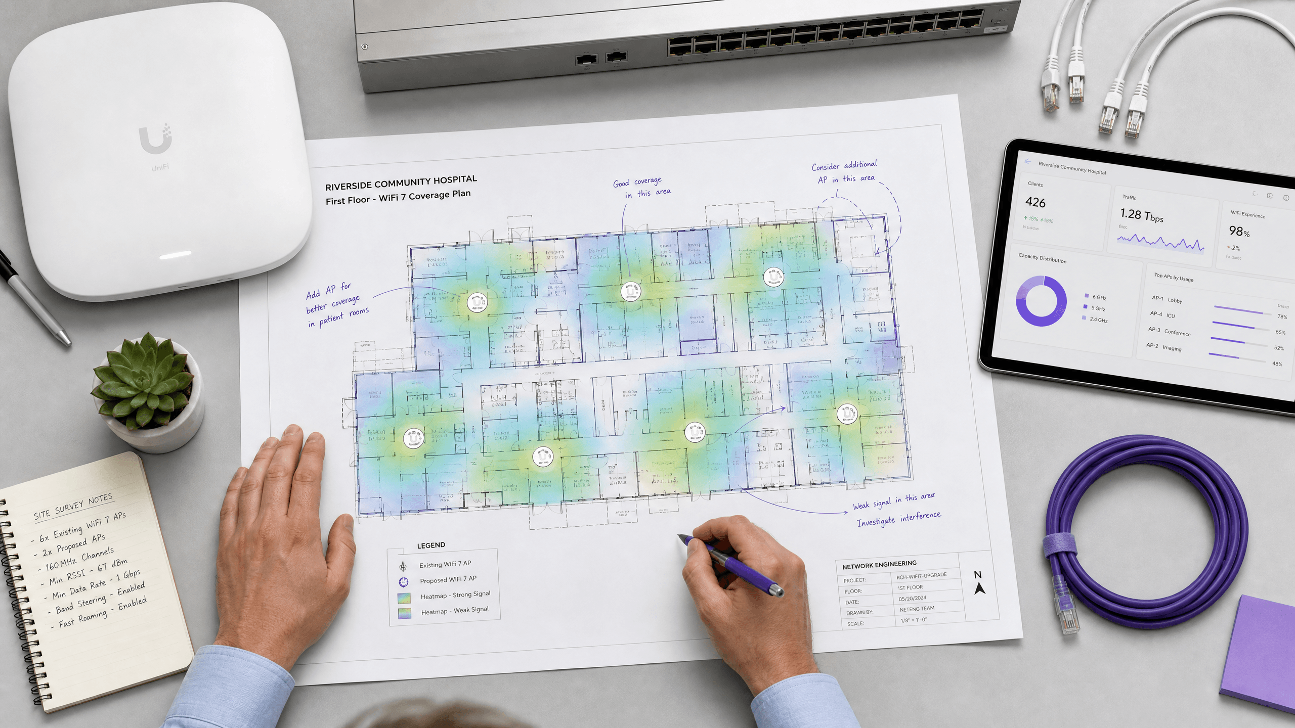 Planejando uma implantação de WiFi 7 em um ambiente clínico: dispositivos IoMT, interferência e HIPAA